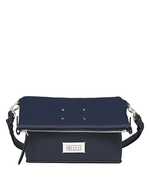 Maison Margiela Blue Top-Zip Leather Shoulder Bag