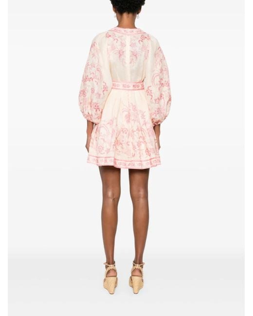 Zimmermann Pink Lucky Plunge Mini Dress
