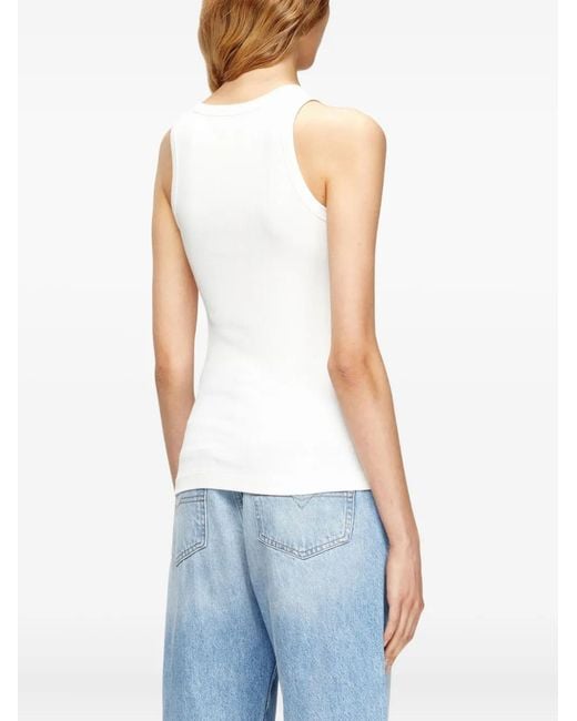 DIESEL White Logo Cotton Tank Top
