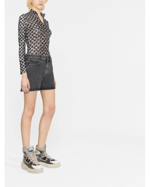 Off-White c/o Virgil Abloh Gray Denim Shorts With Print