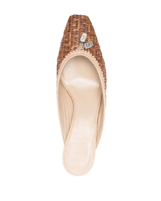 Gcds Brown Monogram-Embossed 60Mm Raffia Mules