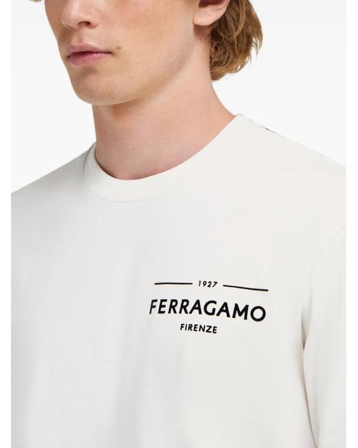 Ferragamo White Logo T-Shirt for men