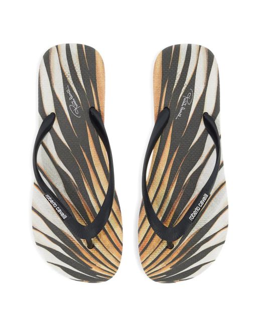 Roberto Cavalli Black Ray Of Print Flip-Flops for men