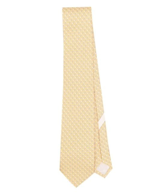 Corbata con estampado ecuestre Ferragamo de hombre de color White
