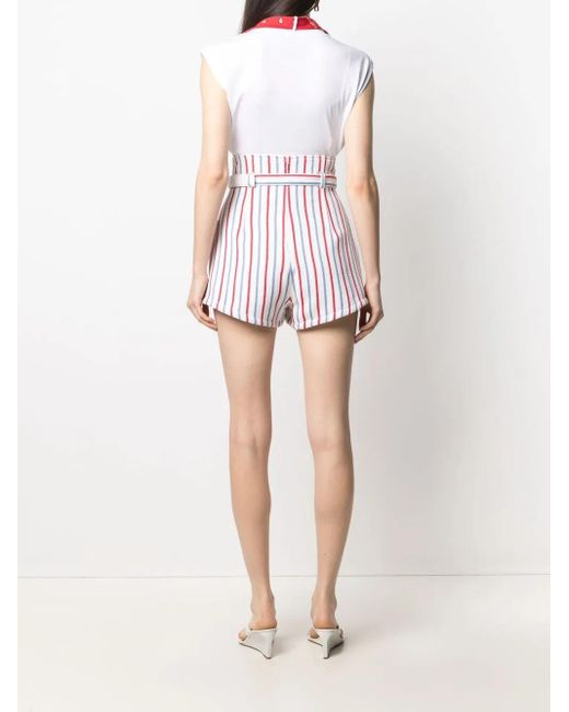 Philosophy Di Lorenzo Serafini Multicolor Striped High-Waisted Shorts