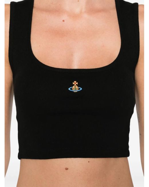 Vivienne Westwood Cropped Rib Vest in Black | Lyst