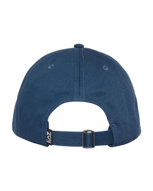 EA7 Blue Logo-Embroidered Cotton Cap