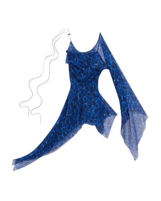 KNWLS Blue Asymmetrisches Kleid mit Print