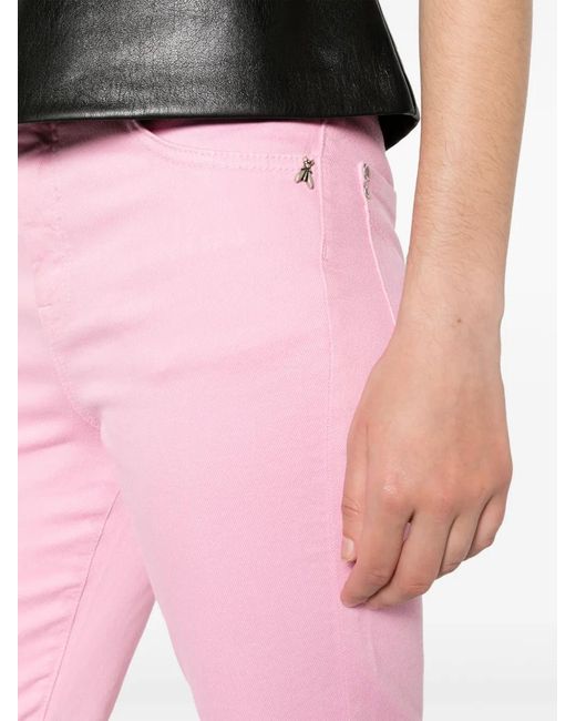 Patrizia Pepe Pink Logo-Plaque Tapered Jeans