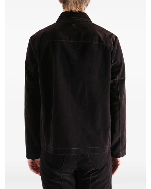 Omar Afridi Black Velvet-Effect Shirt Jacket for men