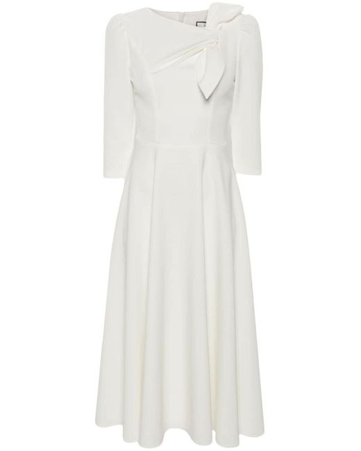 Nissa White Bow-detail Crepe Dress