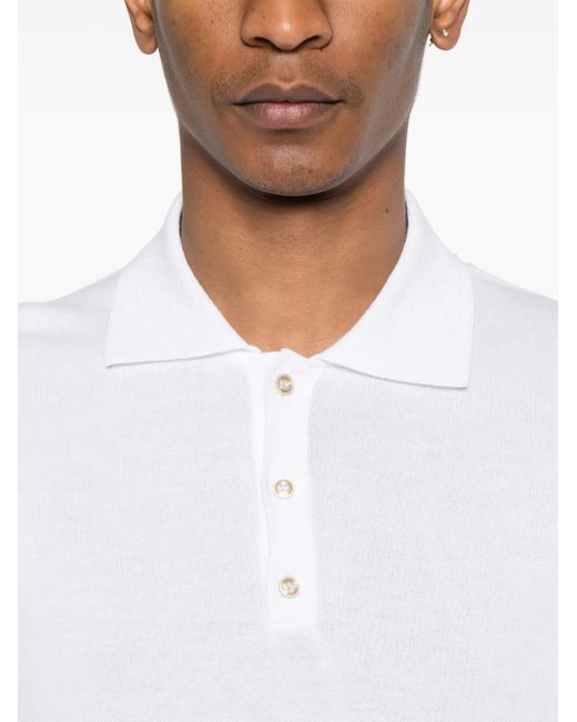 Irish Crone Fein Gestricktes Poloshirt in White für Herren