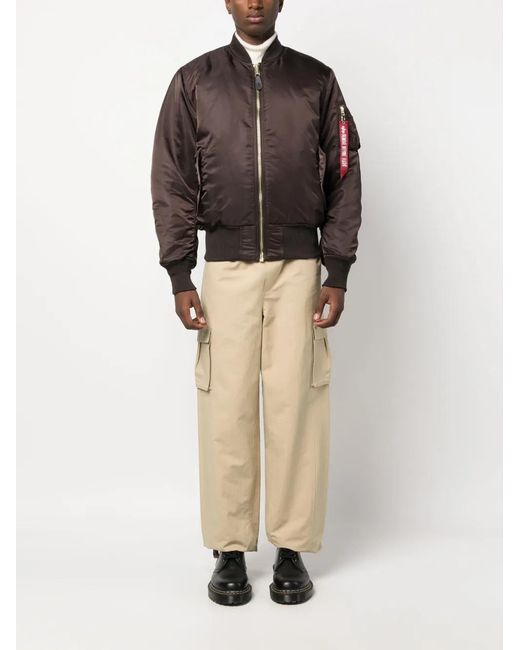 Alpha Industries Brown Reversible Zip-Up Bomber Jacket for men