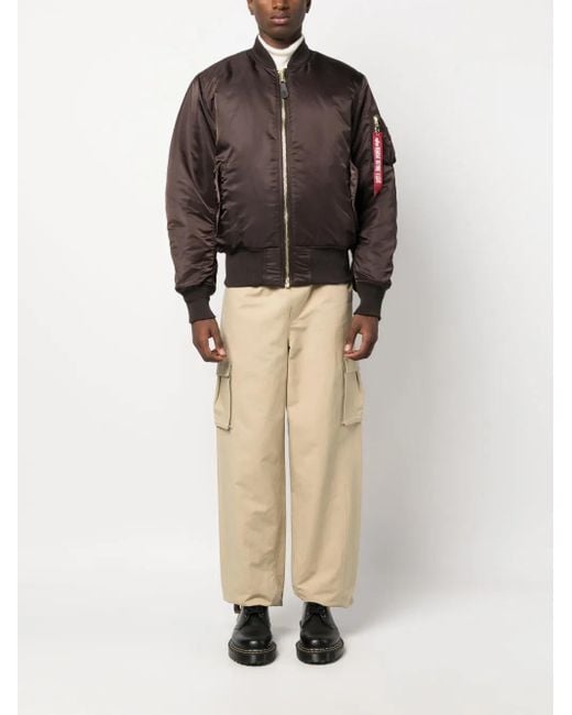 Alpha Industries Brown Reversible Zip-Up Bomber Jacket for men