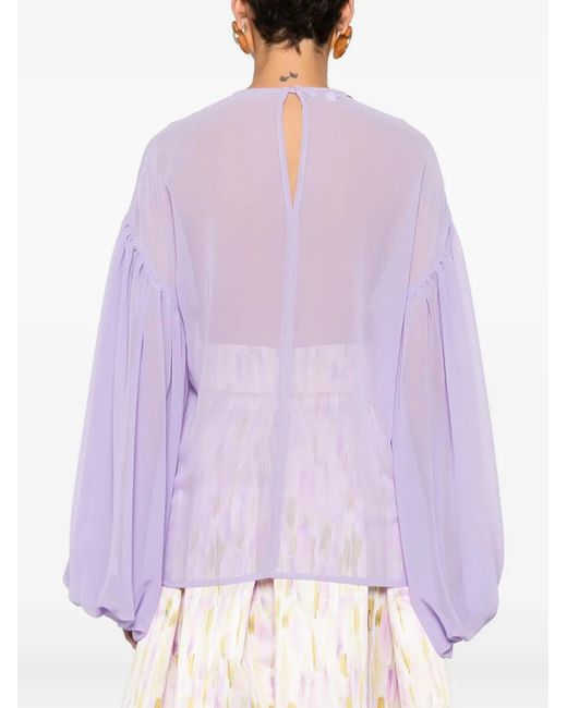 GIADA CURTI Purple Balloon-Sleeve Top