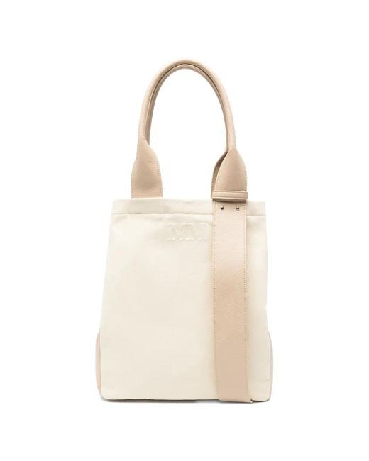 Max Mara Natural Logo-Embossed Tote Bag