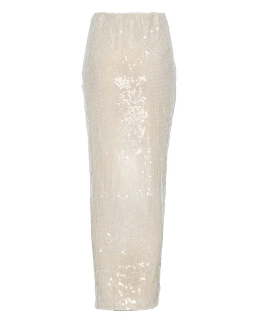 ROTATE BIRGER CHRISTENSEN White Flower-Detail Sequin-Embellished Maxi Skirt