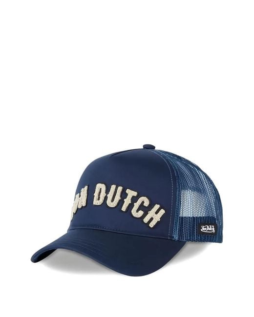 Von Dutch Blue Buckl Logo-Patch Mesh-Panel Cap for men