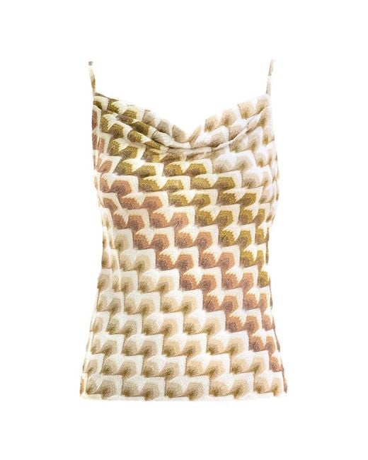 Missoni White Lace Motif Top With Draped Neckline