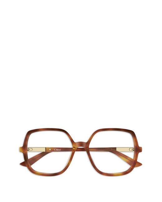 Chloé Brown Brille Mit Logo