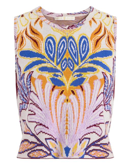 Marie Oliver Blue Kim Floral-Print Knitted Top