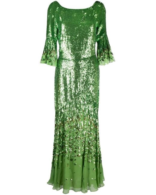 Temperley London Celestial スパンコール マキシドレス Green
