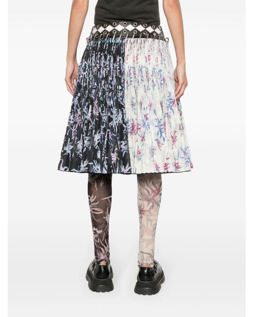 Chopova Lowena Gray Floral-print Mesh leggings