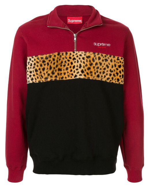 Supreme Leopard Panel Half Zip 