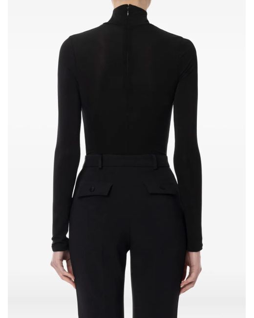 Elisabetta Franchi Black High-Neck Long-Sleeve Top