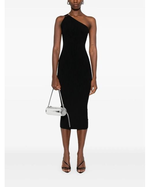David Koma Black One-Shoulder Midi Dress