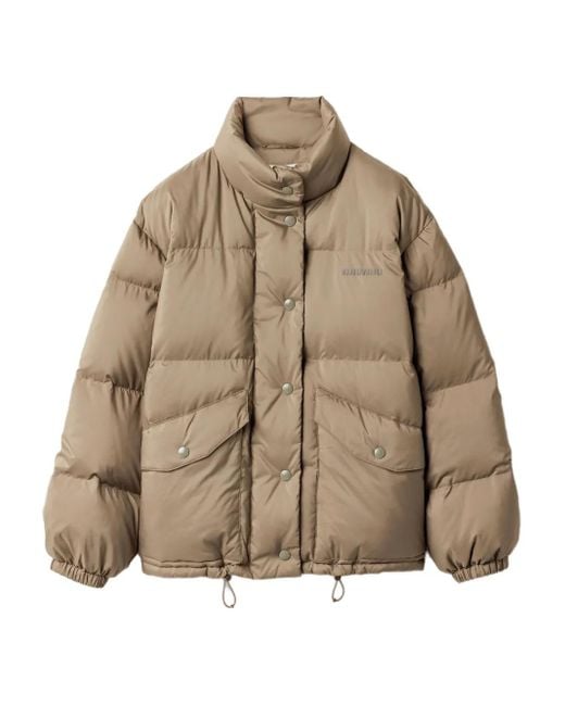 Miu Miu Natural Wattierte Jacke Mit Ringkragen
