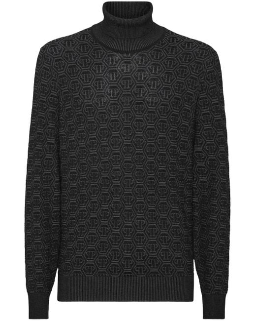 Philipp Plein Black Monogram Sweatshirt for men