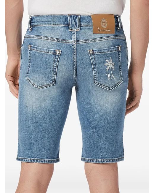 Billionaire Blue Short En Jean À Palmier Brodé for men