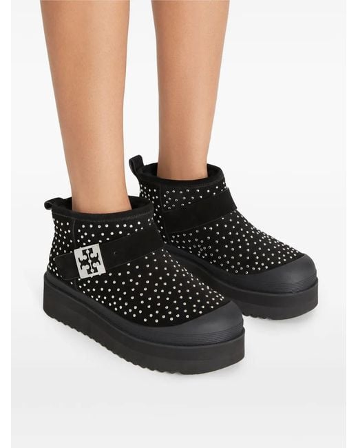 Tory Burch Black Mellow Suede Platform Ankle Boots