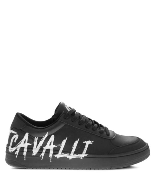 Just Cavalli Black Logo-Print Sneakers for men