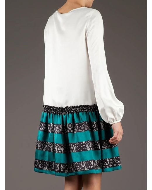 Twisty Parallel Universe White Contrast Shirt Dress