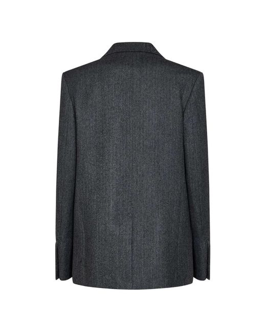 Totême Black Herringbone-Pattern Wool Blazer