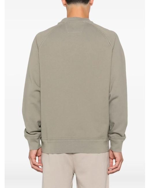 C P Company Gray Sweatshirt With Embroidered Logo for men