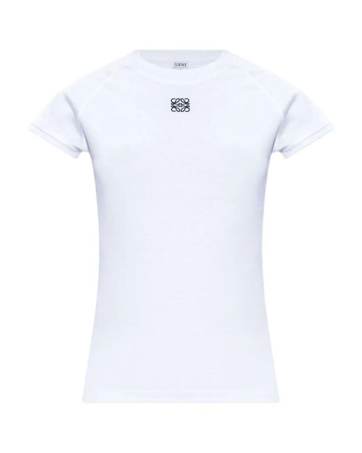 T-Shirt À Logo Brodé Loewe en coloris White