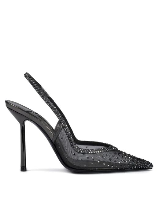 Le Silla Gray 100Mm Nicole Crystal-Embellished Slingback Pumps
