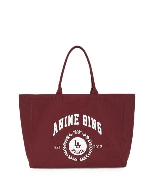 Anine Bing Purple Leo Canvas Tote Collegiate