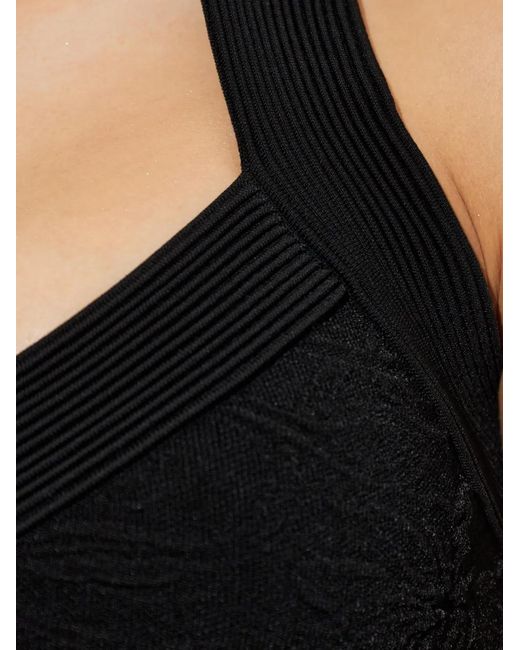 Balmain Black Jacquard Halterneck Mini Dress
