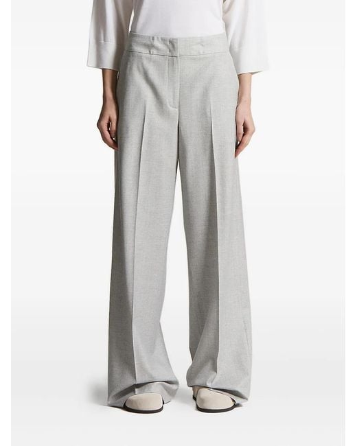 Peserico Gray Micro Houndstooth Palazzo Trousers