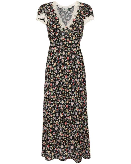 Rixo Black Clarine Kleid mit floralem Print
