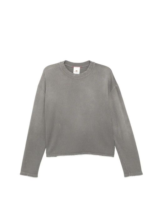MOOJI MOOJI Gray Waffle-Knit Raw-Edge Sweater for men