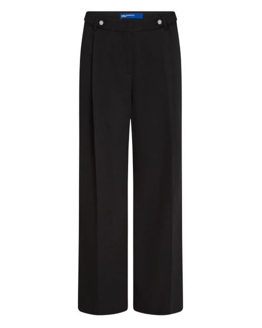 Karl Lagerfeld Black Wide-Leg Tailored Trousers