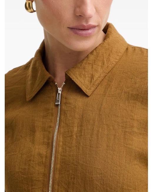 Morgan Brown Zip-Up Elasticated-Hem Bomber Jacket