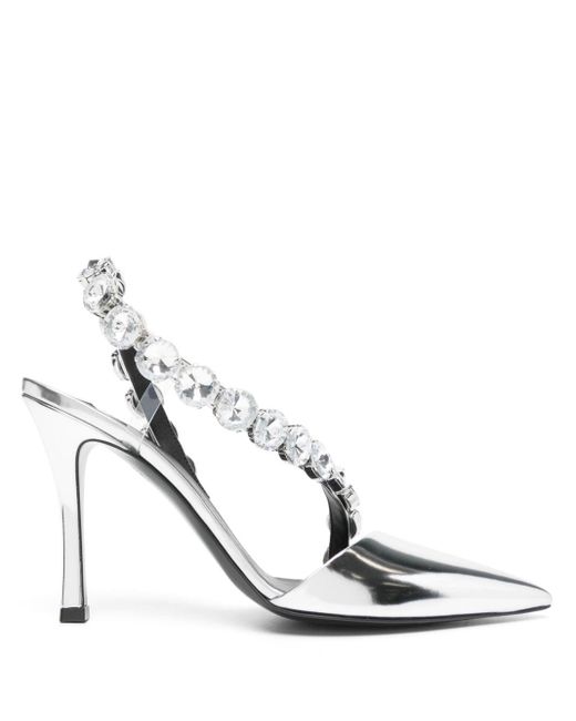Zapatos de tacón con apliques de cristal Stella McCartney de color White