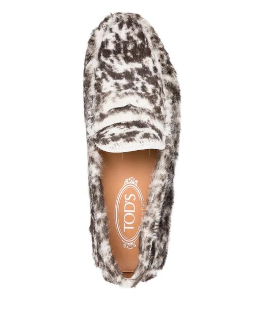 Mocassins Gommino À Imprimé Léopard Tod's en coloris White