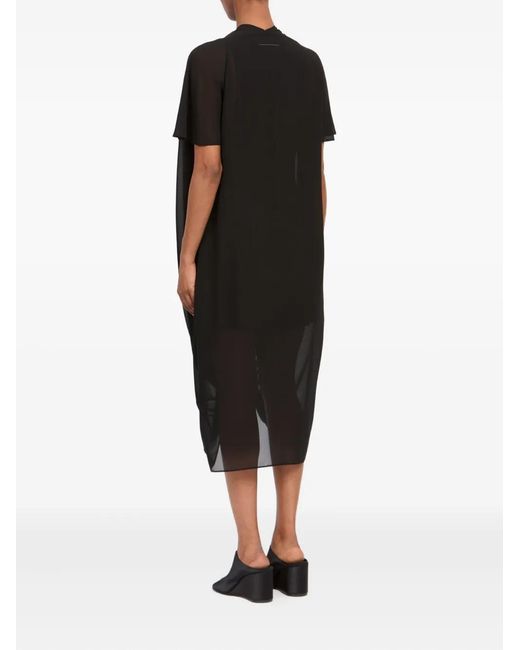 MM6 by Maison Margiela Black Draped Mdi Dress